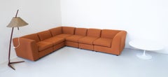 Mid-Century Modern Orange Modular Sofa, Italy, 1960s - New Upholstery