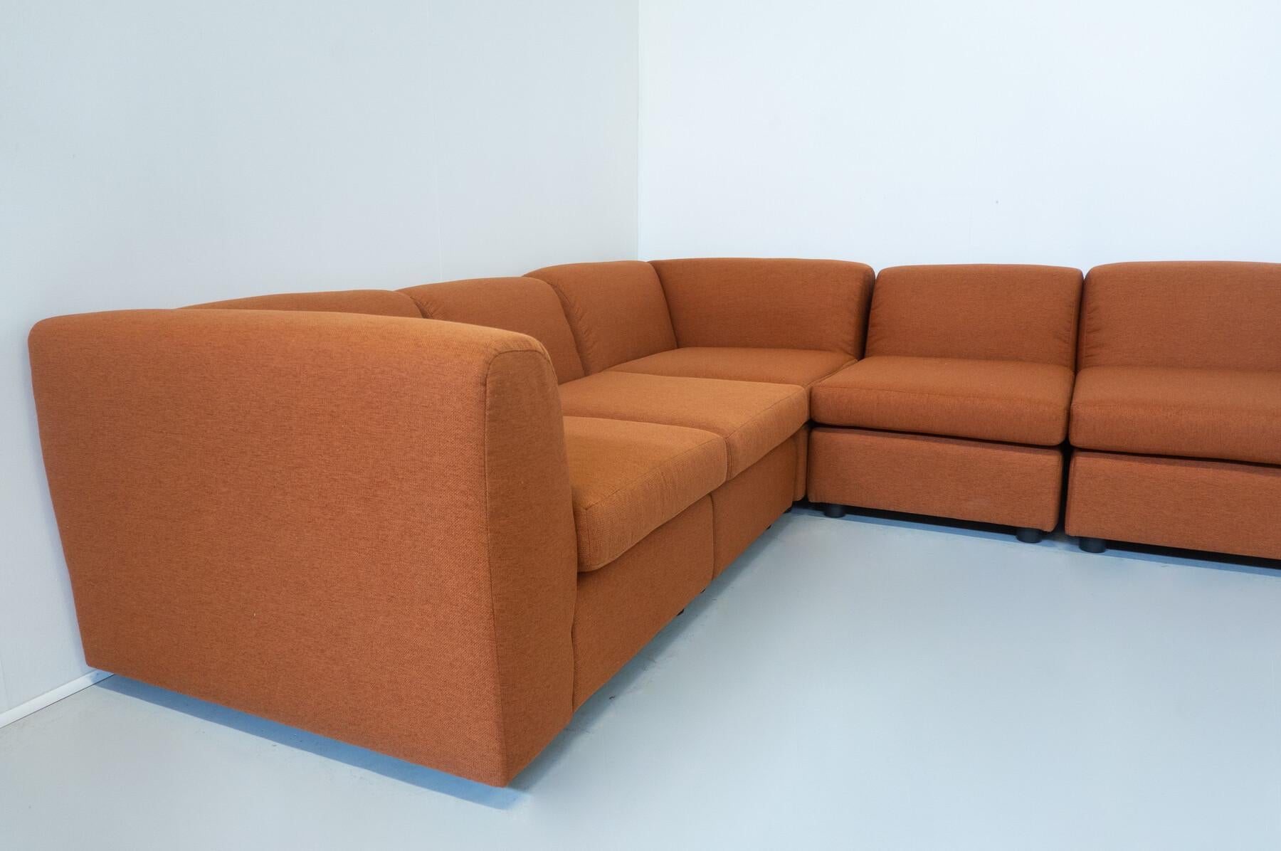 Mid-Century Modern Orange Modular Sofa, Italy, 1960s - New Upholstery For Sale 1