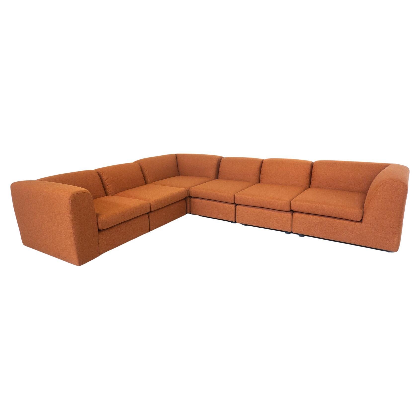 Mid-Century Modern Orange Modular Sofa, Italy, 1960s - New Upholstery For Sale