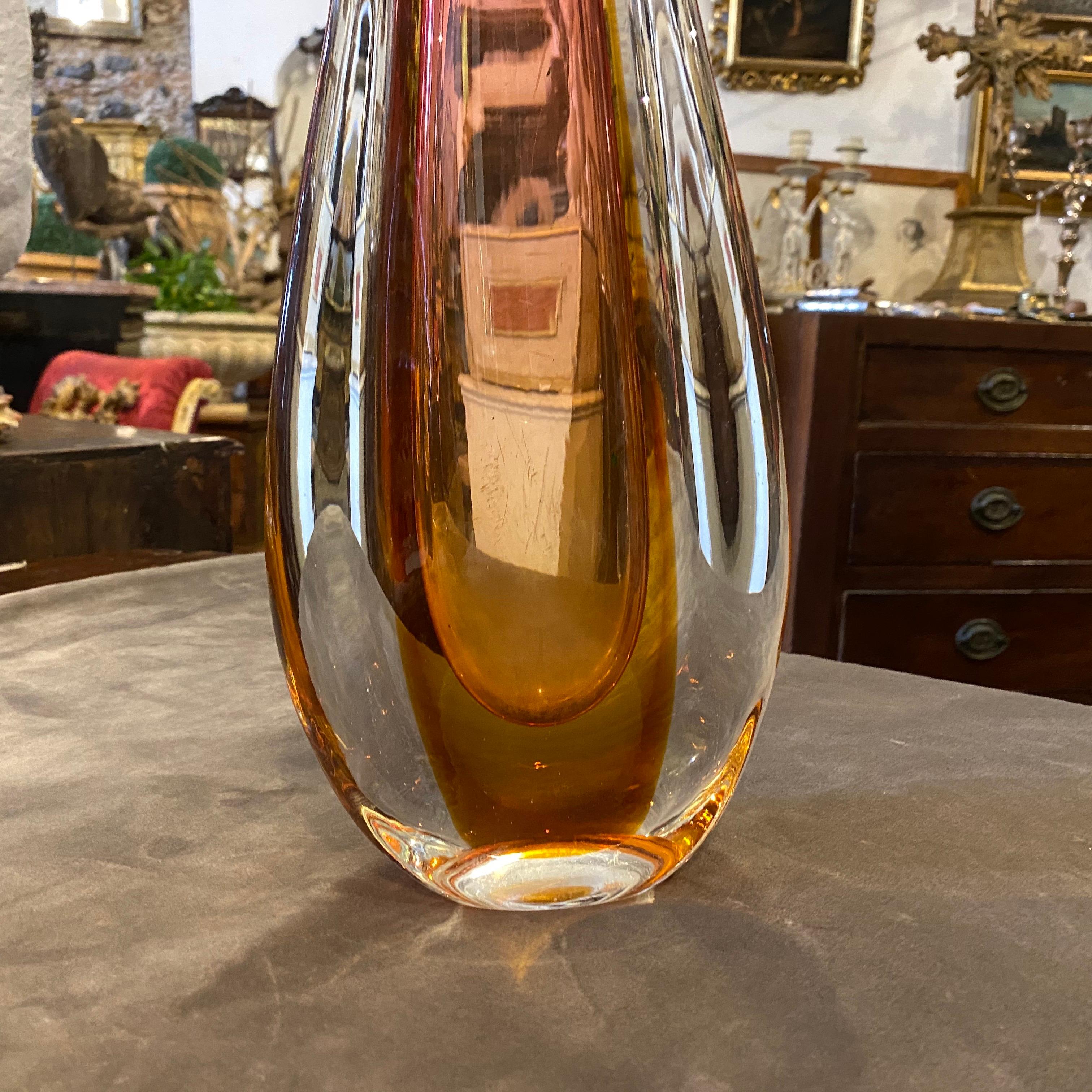 A Sommerso Murano glass tall vase made in the 1960s, it's in perfect conditions.