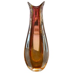 Mid-Century Modern Orange Murano Glass Vase circa 1960 Attributed to Seguso