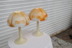 Mid Century Modern Gilbert Softlite Orange Mushroom Lamps