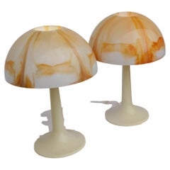 Mid Century Modern Gilbert Softlite Orange Mushroom Lamps
