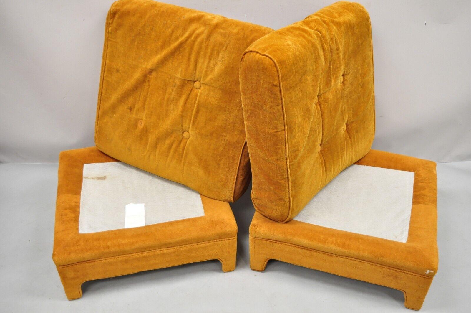 Mid-Century Modern Orange Oversized Upholstered Ottomans by Pembrook, a Pair 4