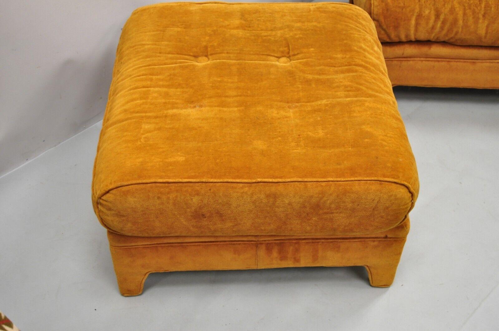 Mid-Century Modern Orange Oversized Upholstered Ottomans by Pembrook, a Pair 6