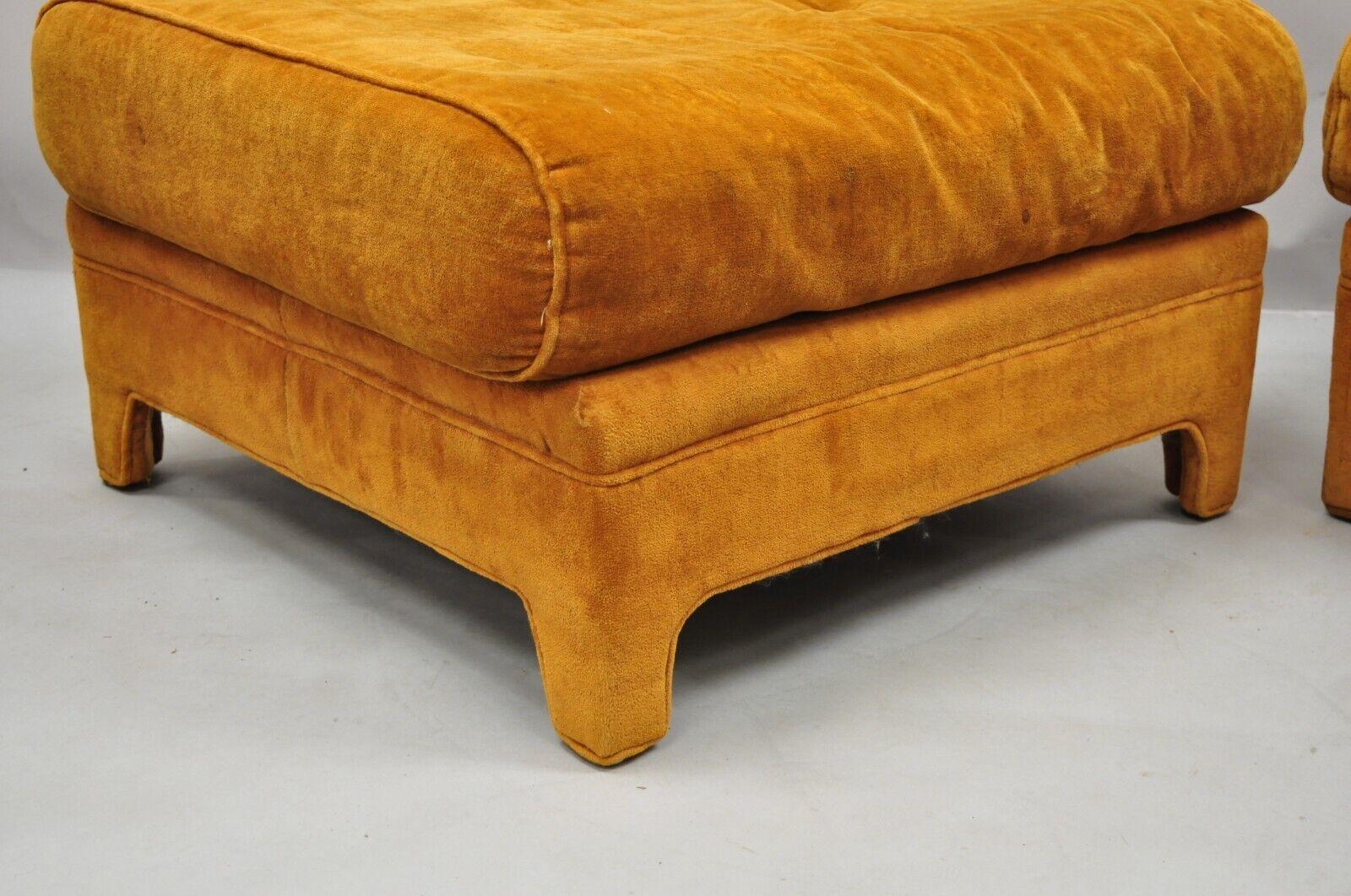 Mid-Century Modern Orange Oversized Upholstered Ottomans by Pembrook, a Pair 1