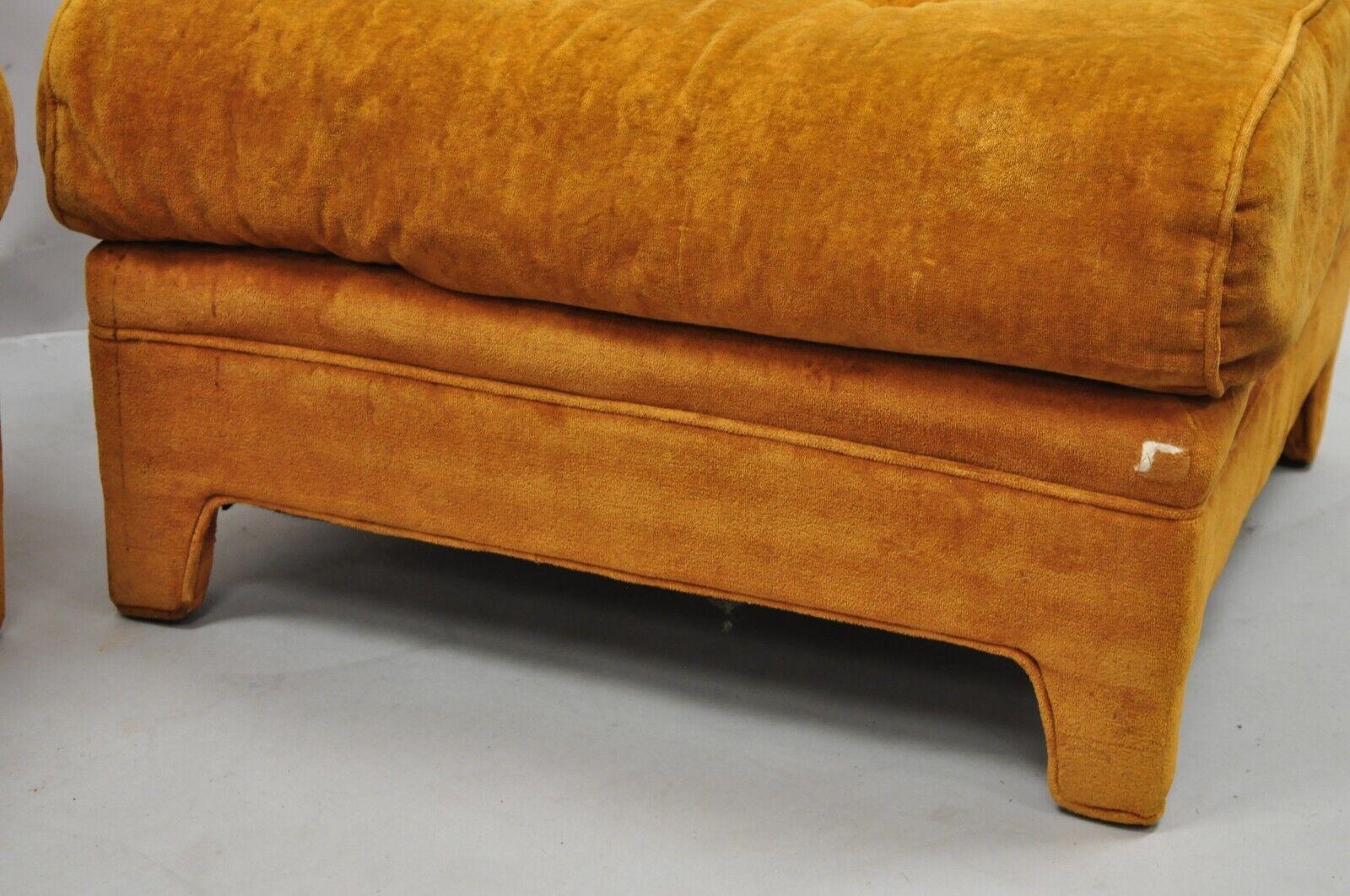 Mid-Century Modern Orange Oversized Upholstered Ottomans by Pembrook, a Pair 2
