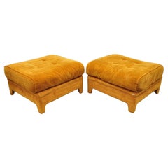 Mid-Century Modern Orange Oversized Upholstered Ottomans by Pembrook, a Pair