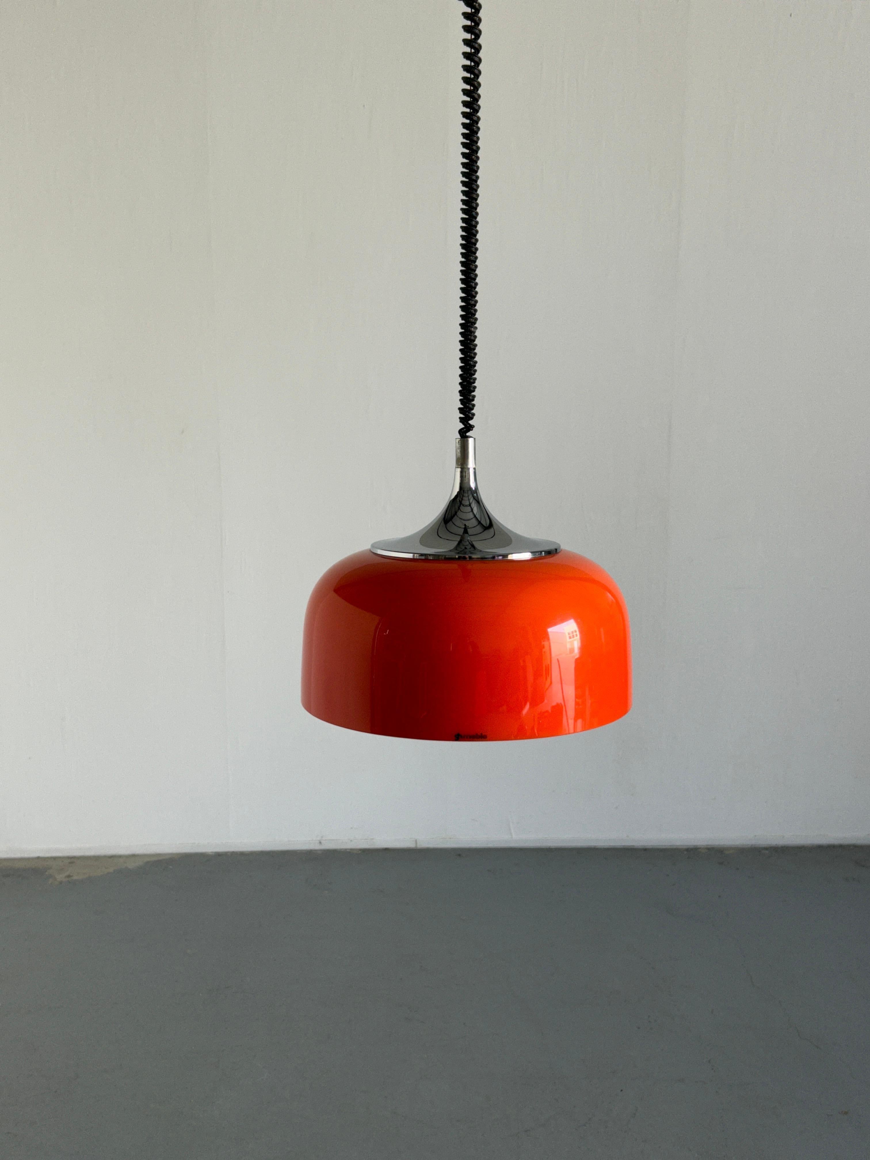 Croatian Mid-Century Modern Orange Pendant Lamp designed by Harvey Guzzini for Meblo, 70s