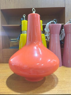Mid-Century Modern Orange-Red Glass Pendant Light, Vignelli Style