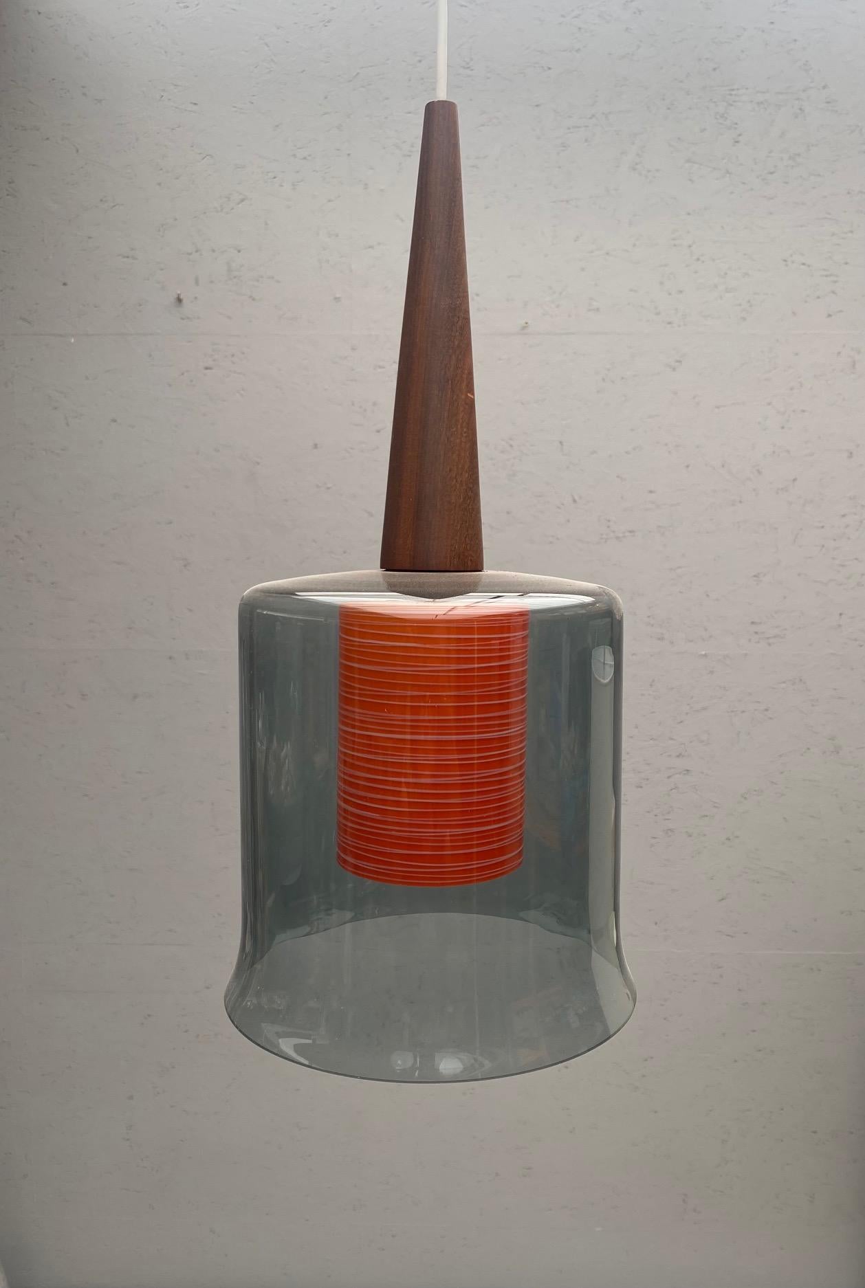 Mid-Century Modern Orange Scandinavian Hanging Lamp For Sale 1