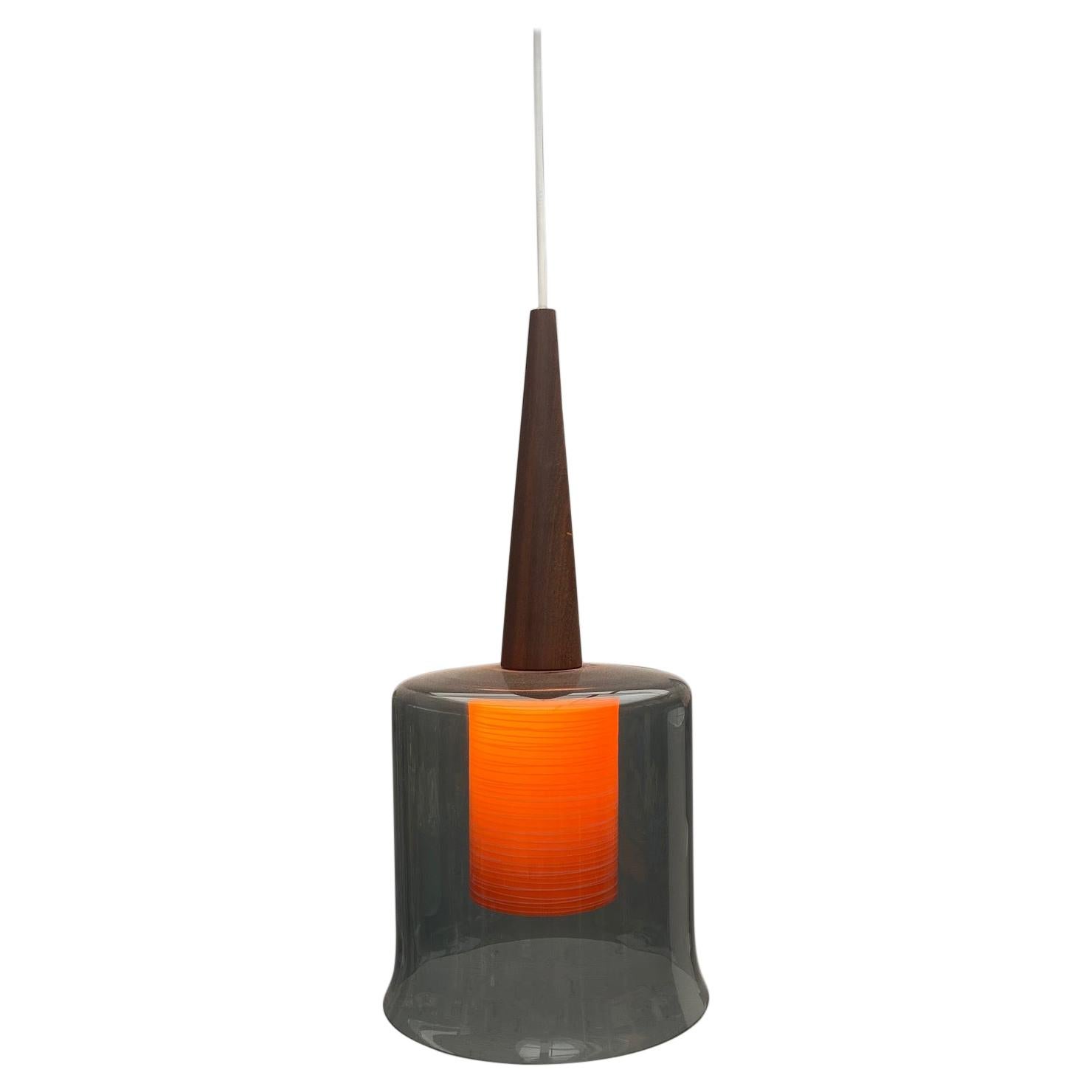 Lampe suspendue scandinave orange moderne du milieu du siècle dernier