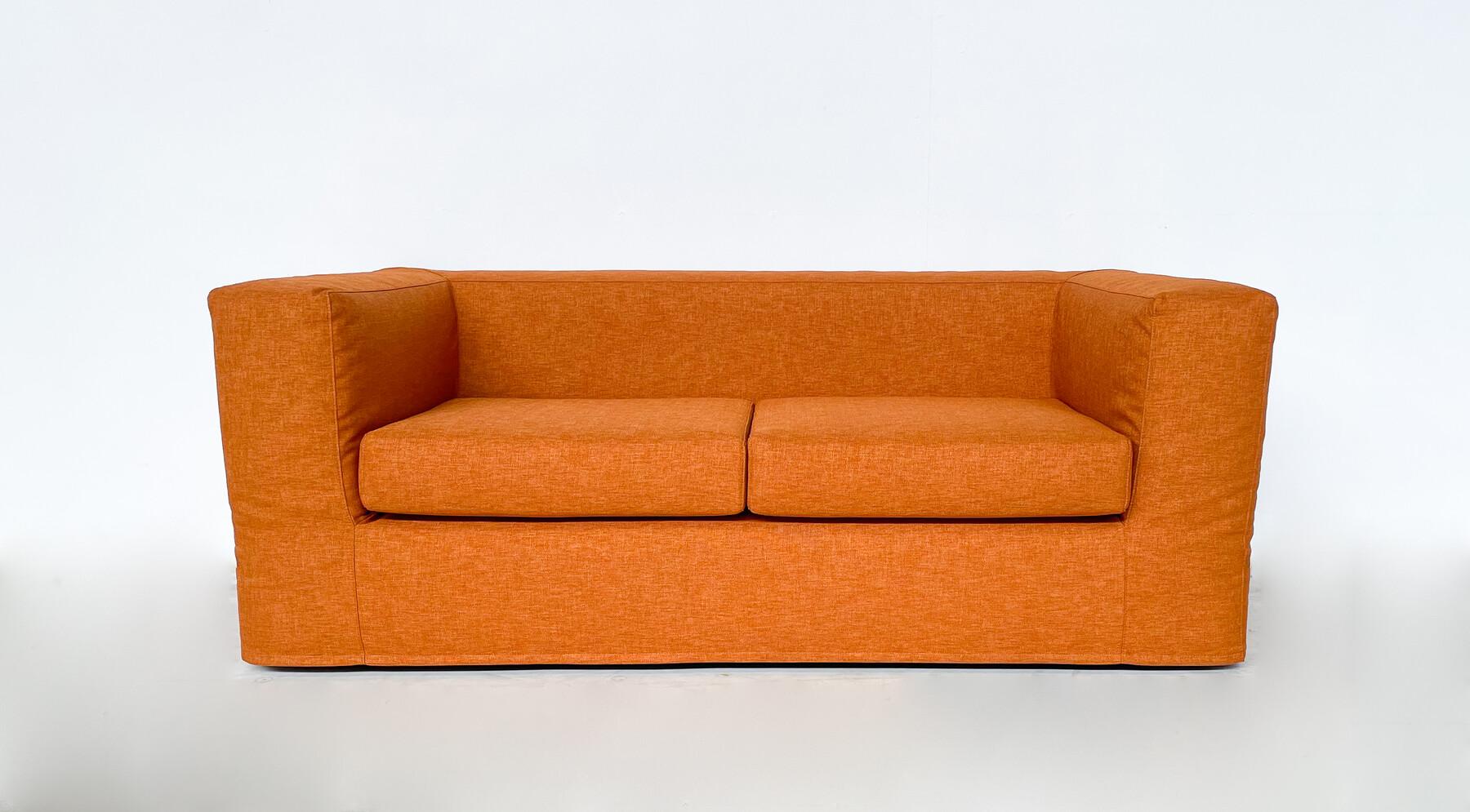 Orangefarbene Sitzgarnitur aus der Jahrhundertmitte, Italien, 1970er Jahre - Orignal-Polstermöbel im Zustand „Gut“ im Angebot in Brussels, BE