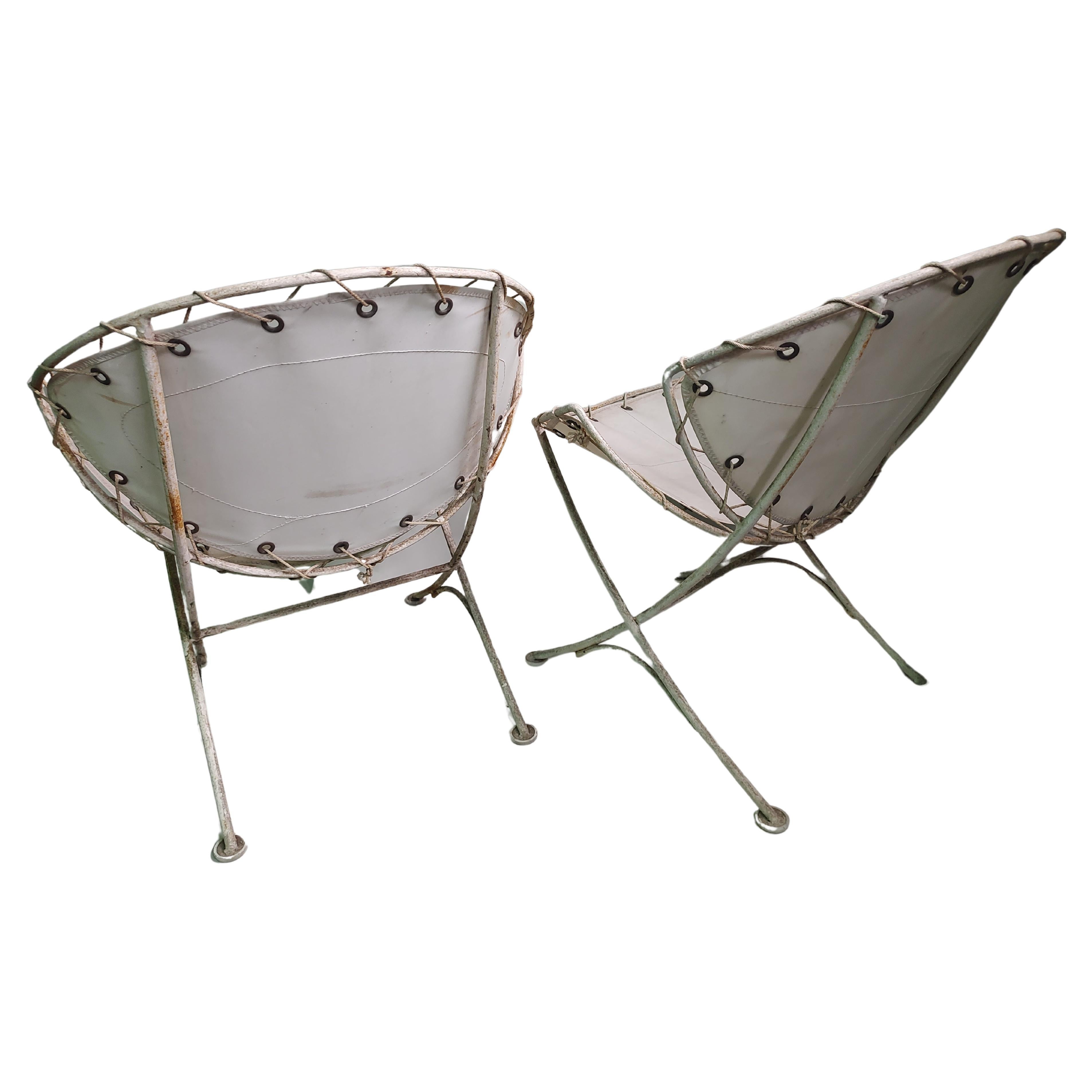 Favolose e rare da trovare sedie radar di Maurizio Tempestini con Sailcloth come materiale di seduta. Le vele vere e proprie sono state tagliate e installate in modo professionale. Le sedie hanno bisogno di una buona pulizia che faremo presto. In