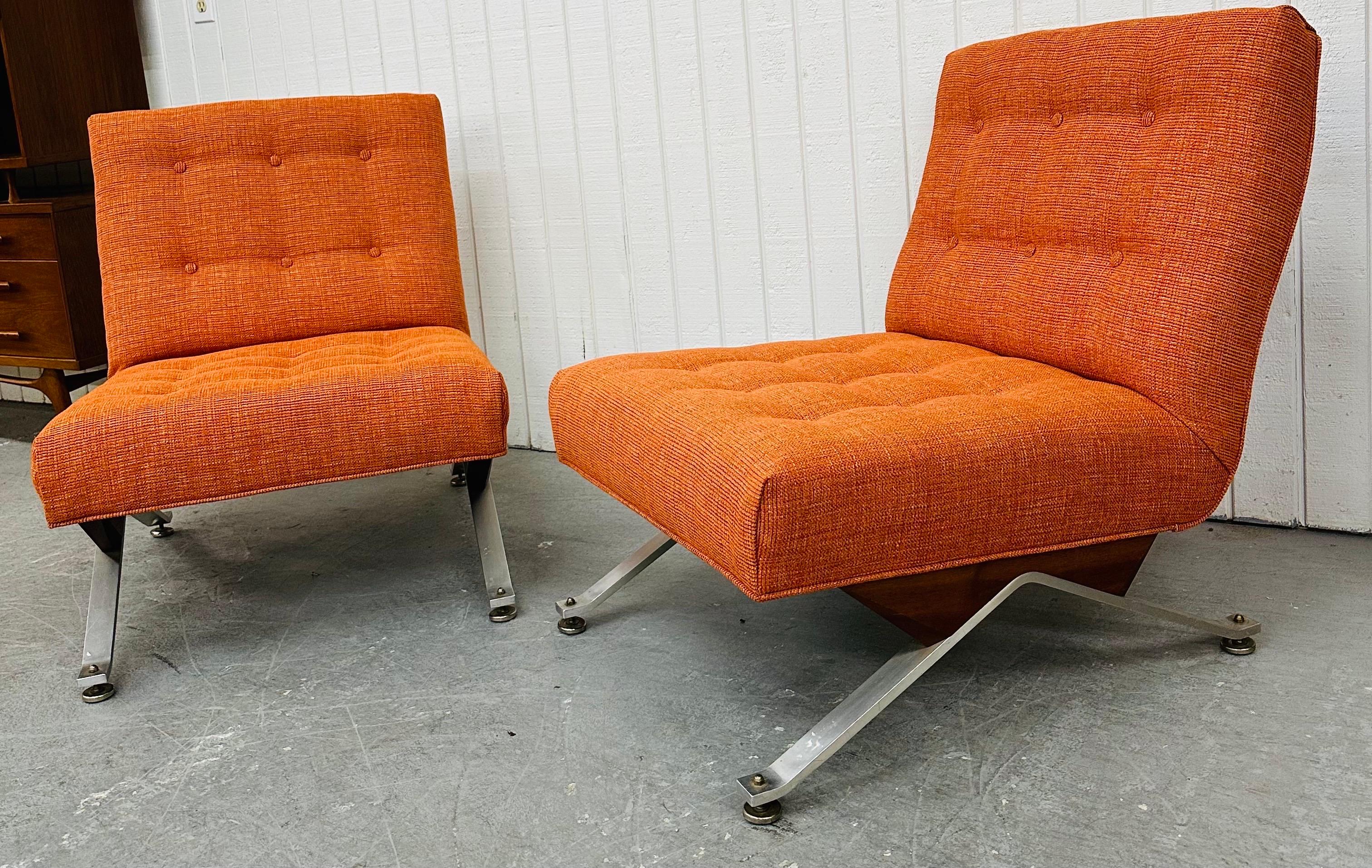 Mid-Century Modern Orange Slipper Chairs - Set of 2 In Good Condition For Sale In Clarksboro, NJ