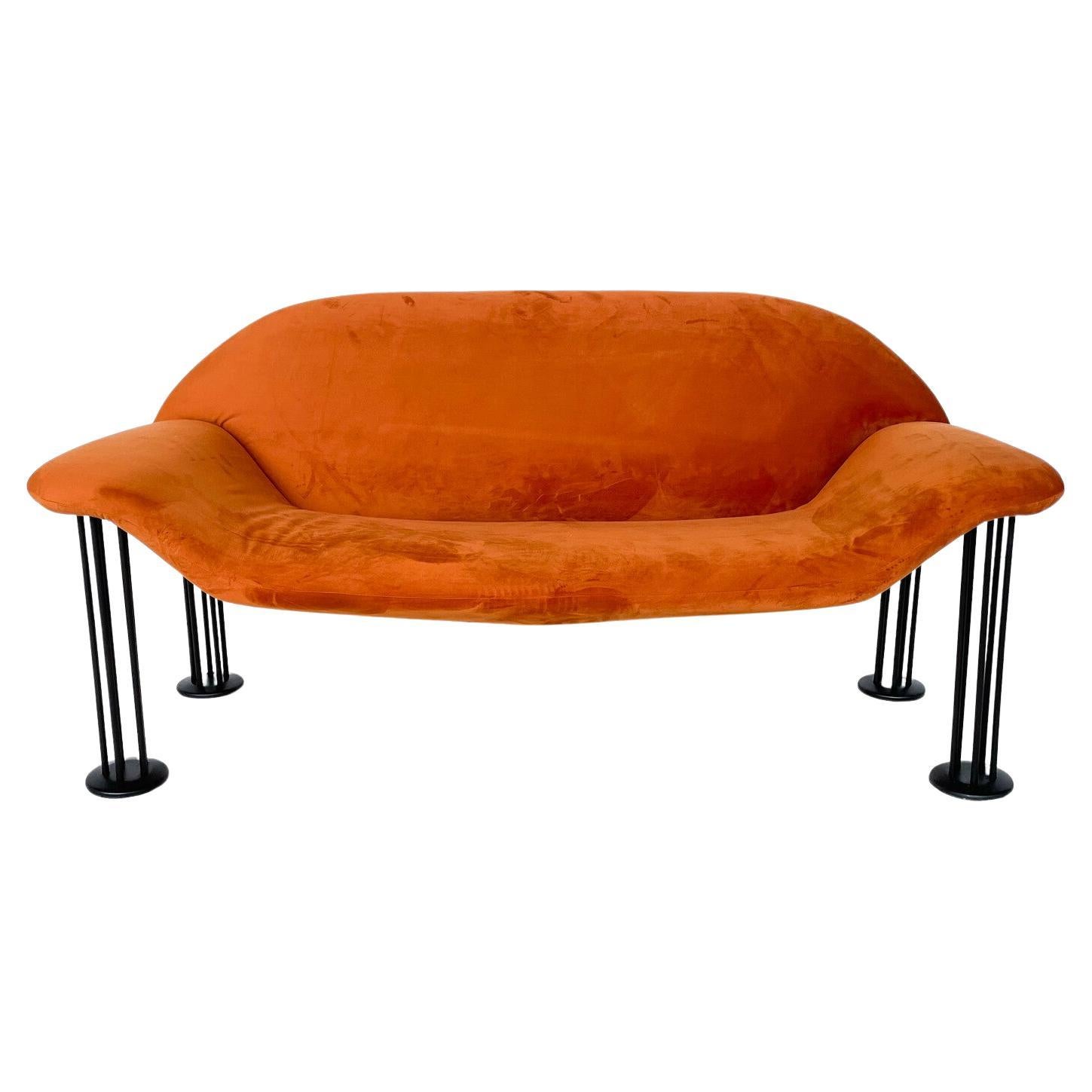 Orangefarbenes Mid-Century-Modern-Sofa von Burkhard Vogtherr für Hain + Tohme im Angebot