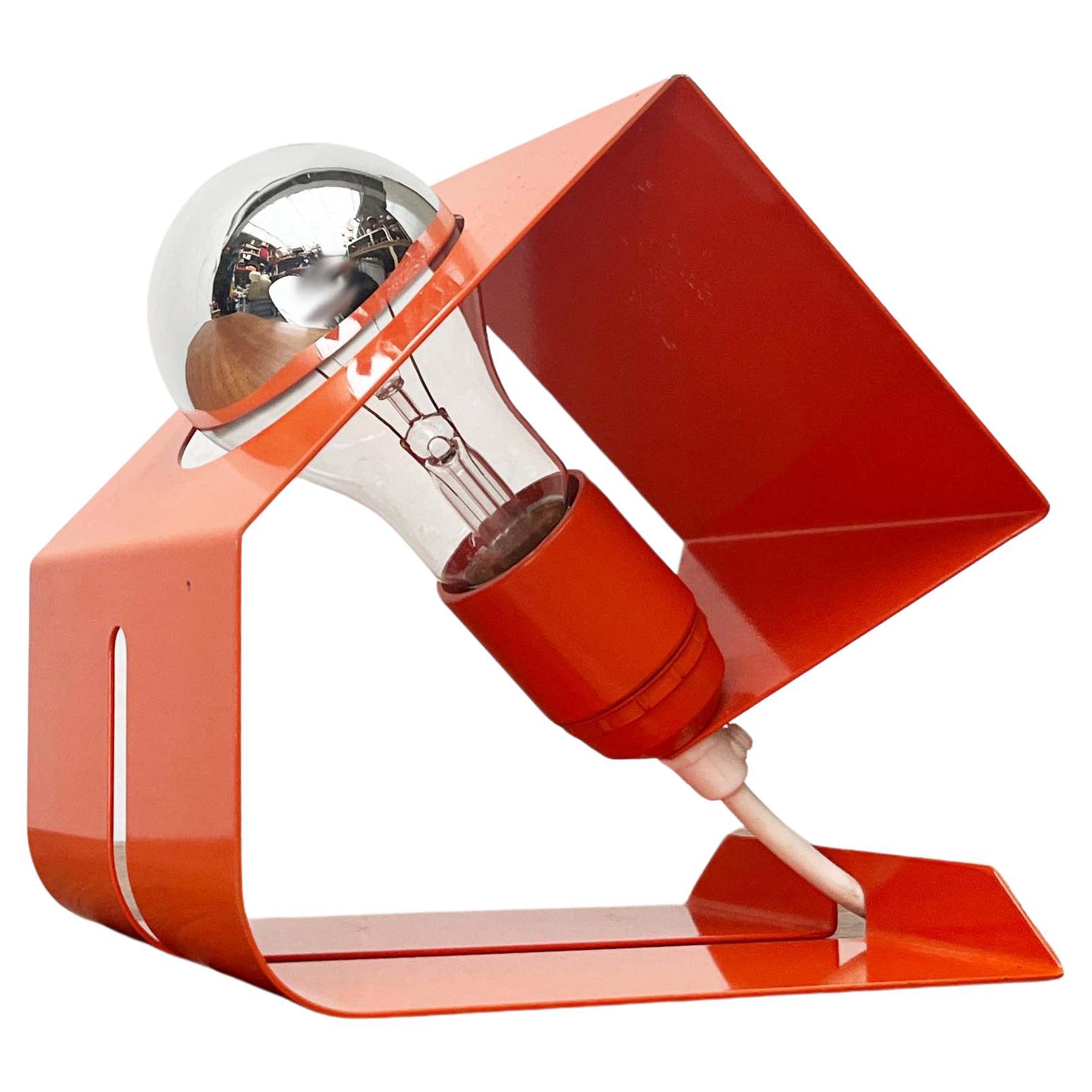 Mid-Century Modern Orange Space Age Minimalist Metal Table Lamp, 1960s