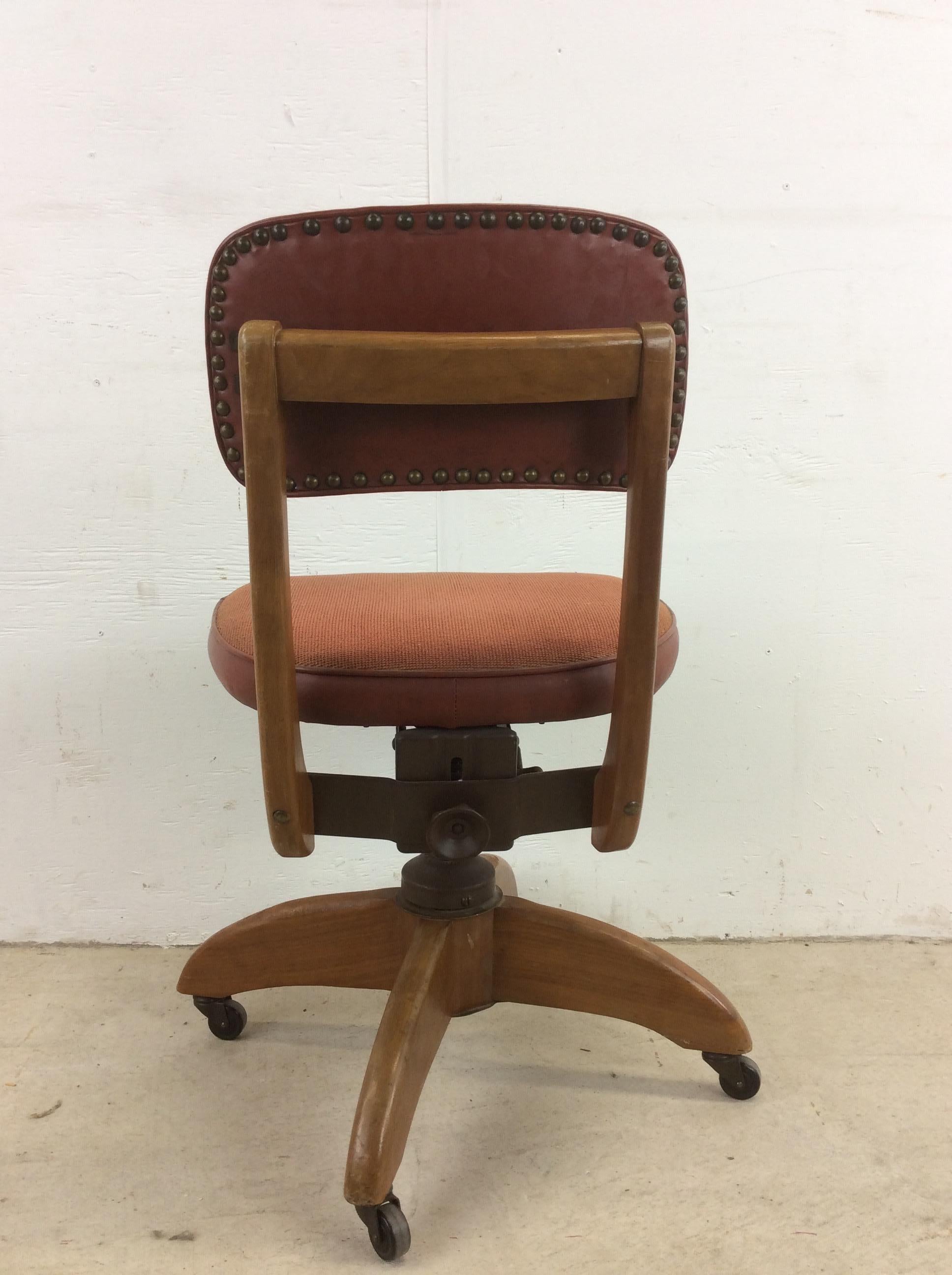 Mid Century Modern Orange Swivel Office Chair 5
