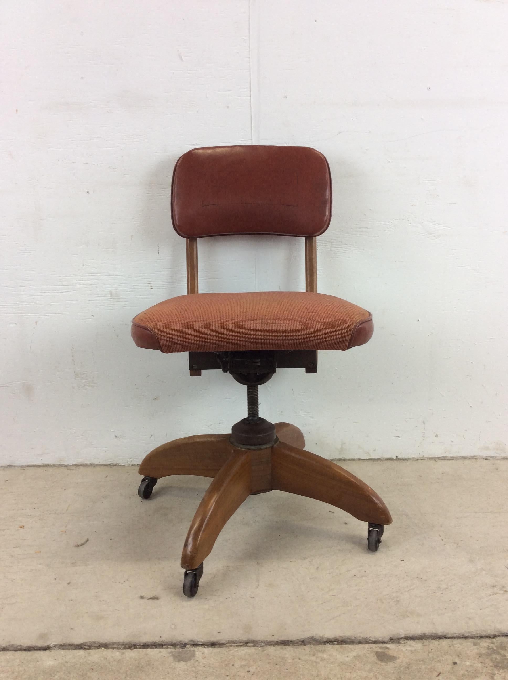 Mid Century Modern Orange Swivel Office Chair 8