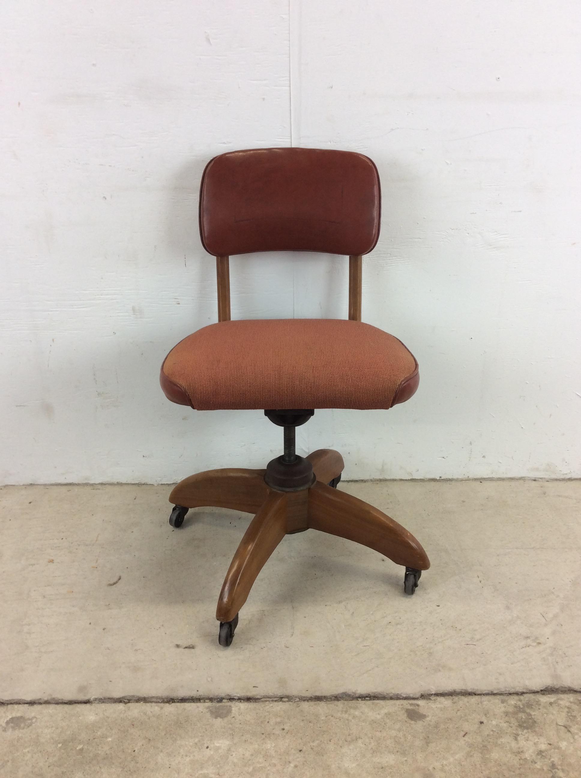 Mid Century Modern Orange Swivel Office Chair 9