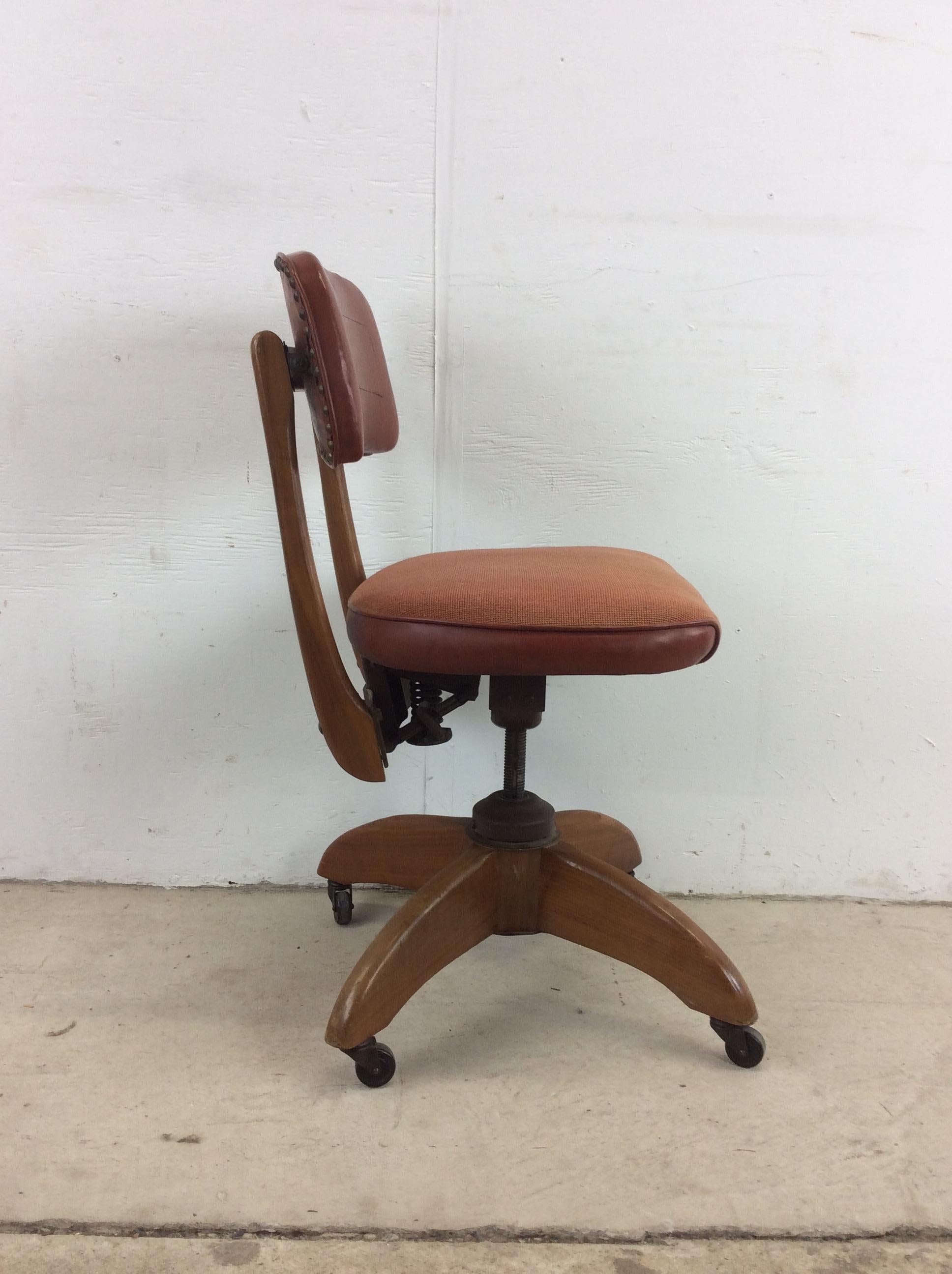Mid Century Modern Orange Swivel Office Chair 1