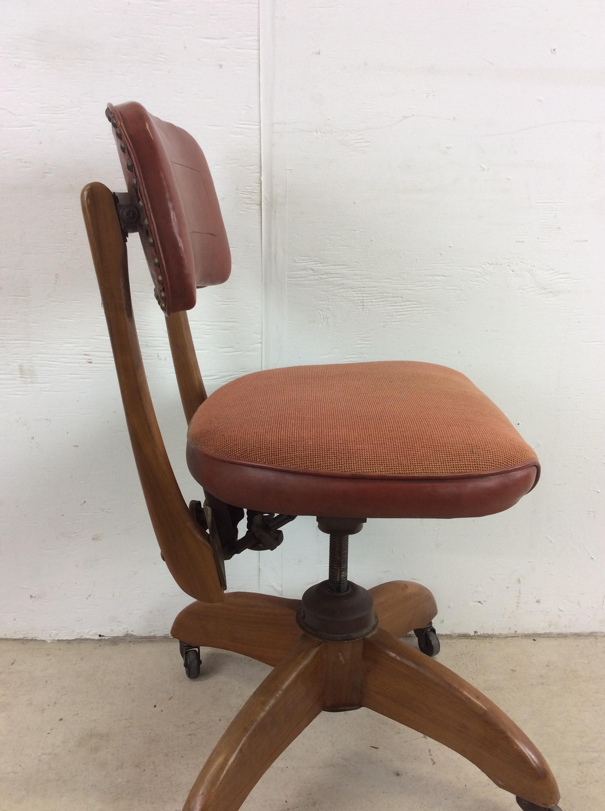 Mid Century Modern Orange Swivel Office Chair 2