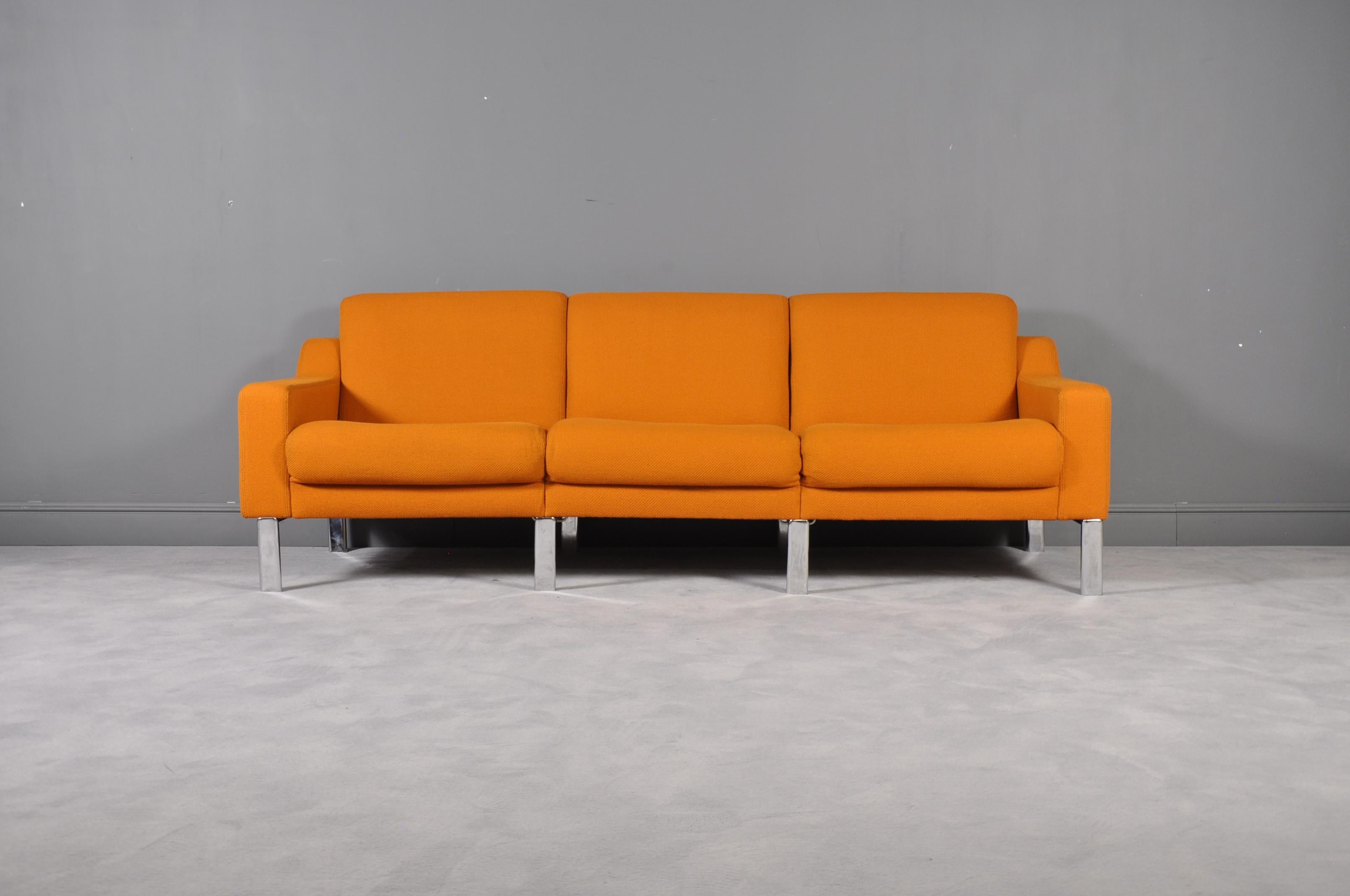 Italian Mid-Century Modern Orange Three-Seater Sofa, 1980s