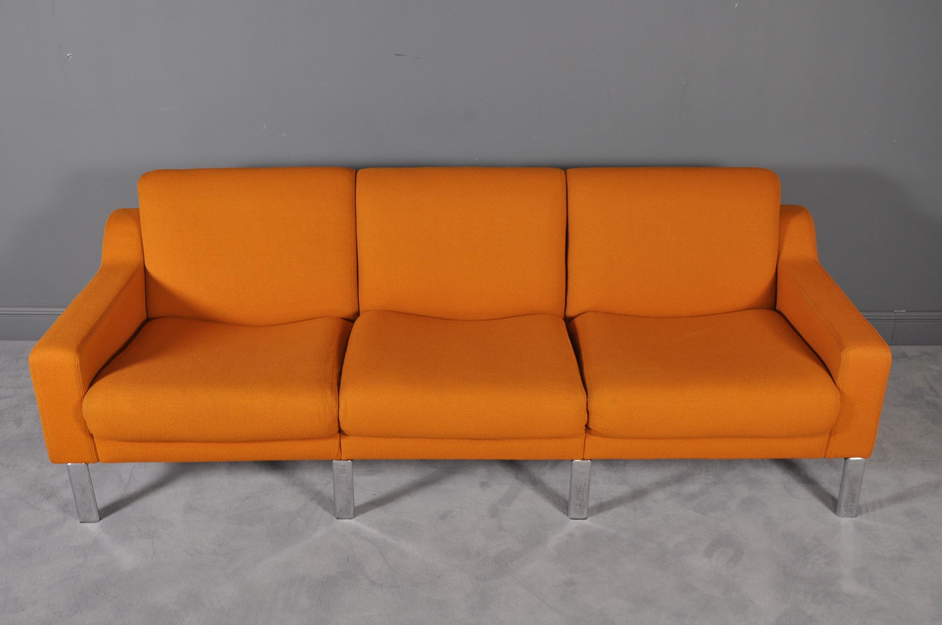 Mid-Century Modern Orange Three-Seater Sofa, 1980s 1
