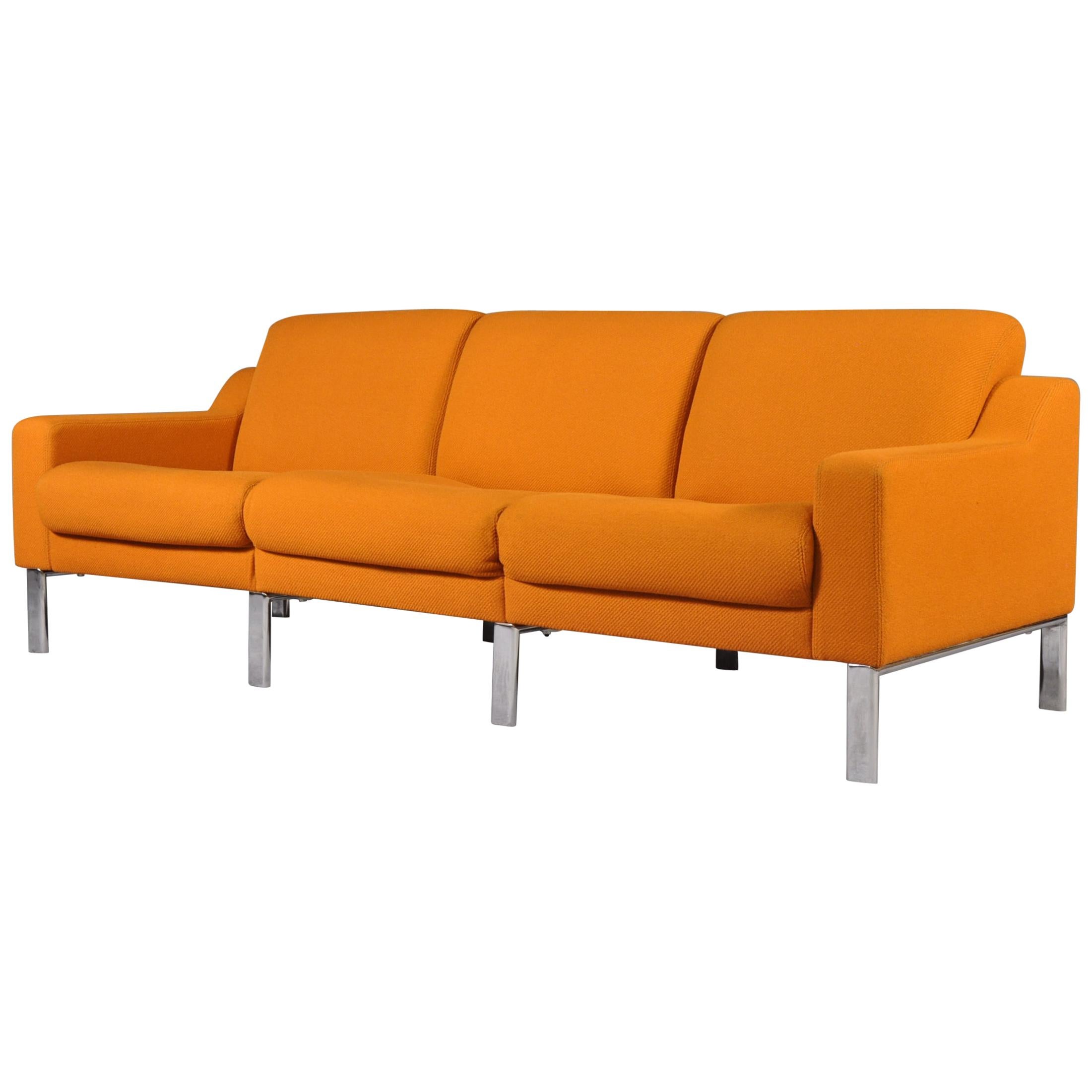 Mid-Century Modern Orange Three-Seater Sofa, 1980s