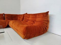 Mid-Century Modern Orange " Togo" Sofa Set by Michel Ducaroy for Ligne Roset