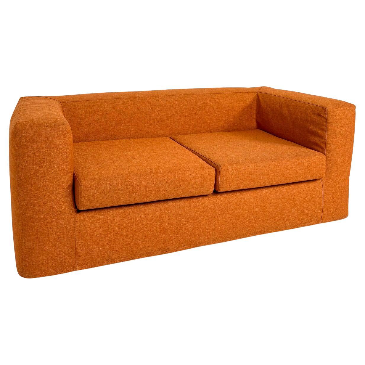 Mid-Century Modern Orange Two-Seater Sofa, Italy, 1970s