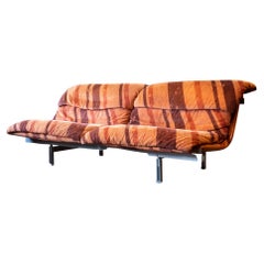 Mid-Century Modern Orange Velvet Sofa by Gianni Offredi for Saporiti, Italy 70s