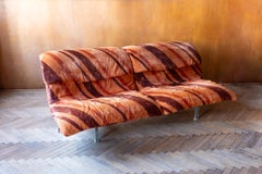 Mid-Century Modern Orange Velvet Sofa by Gianni Offredi for Saporiti, Italy 70s