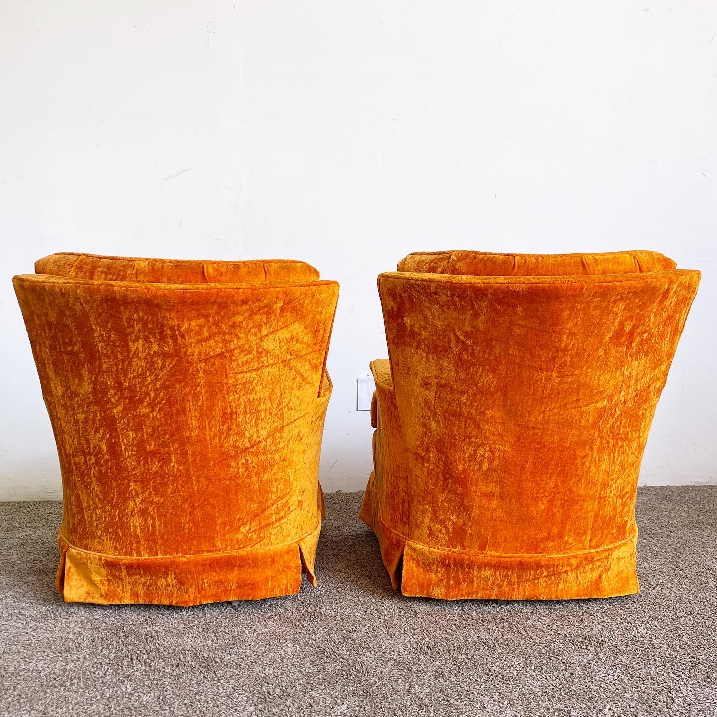 orange tufted chair