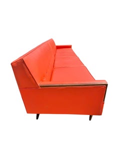 Divano componibile a 2 posti in stile Mid-Century Modern, arancione e noce