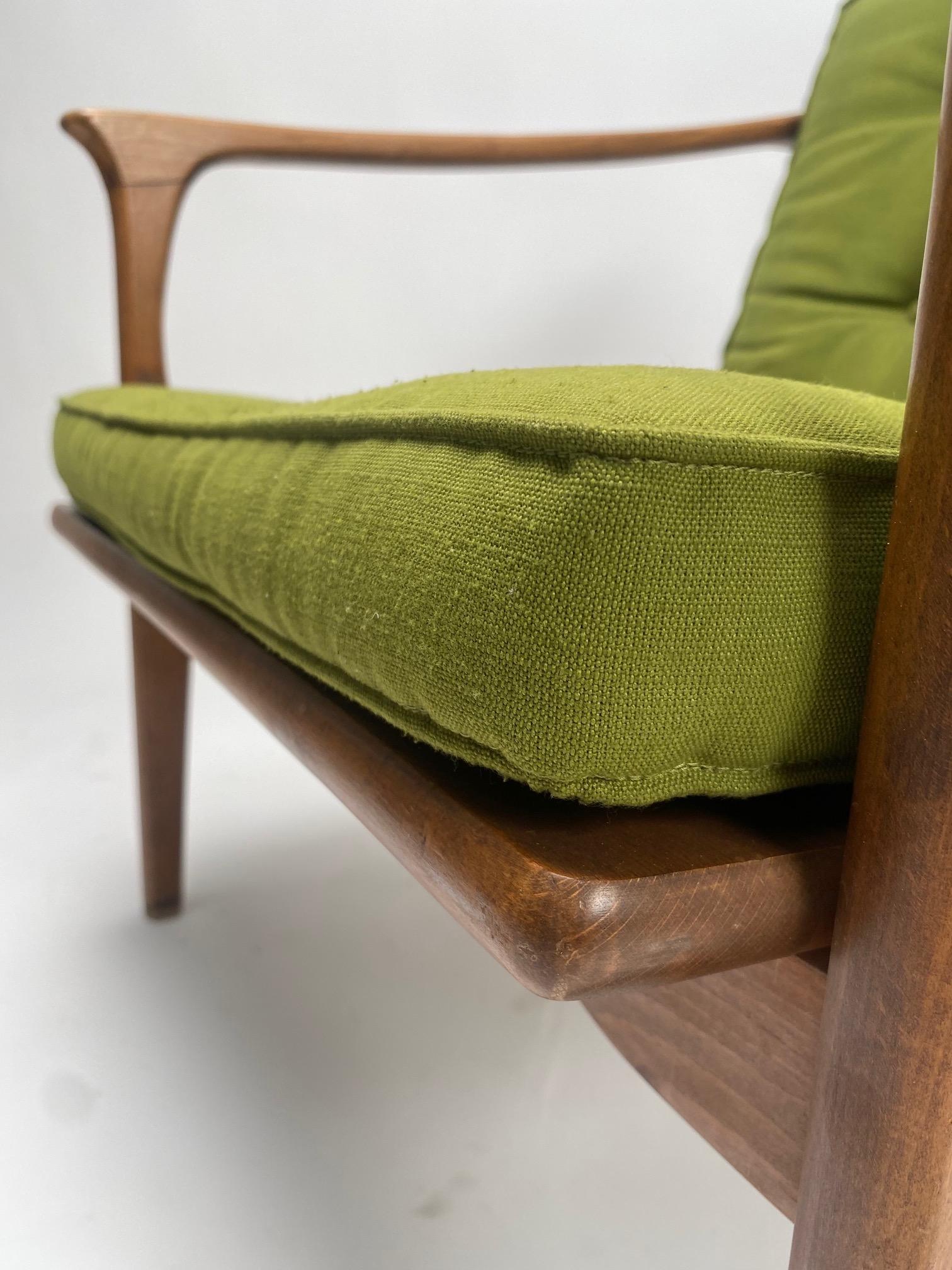 Fabric Mid Century modern organic armchair, Denmark, 1960s.