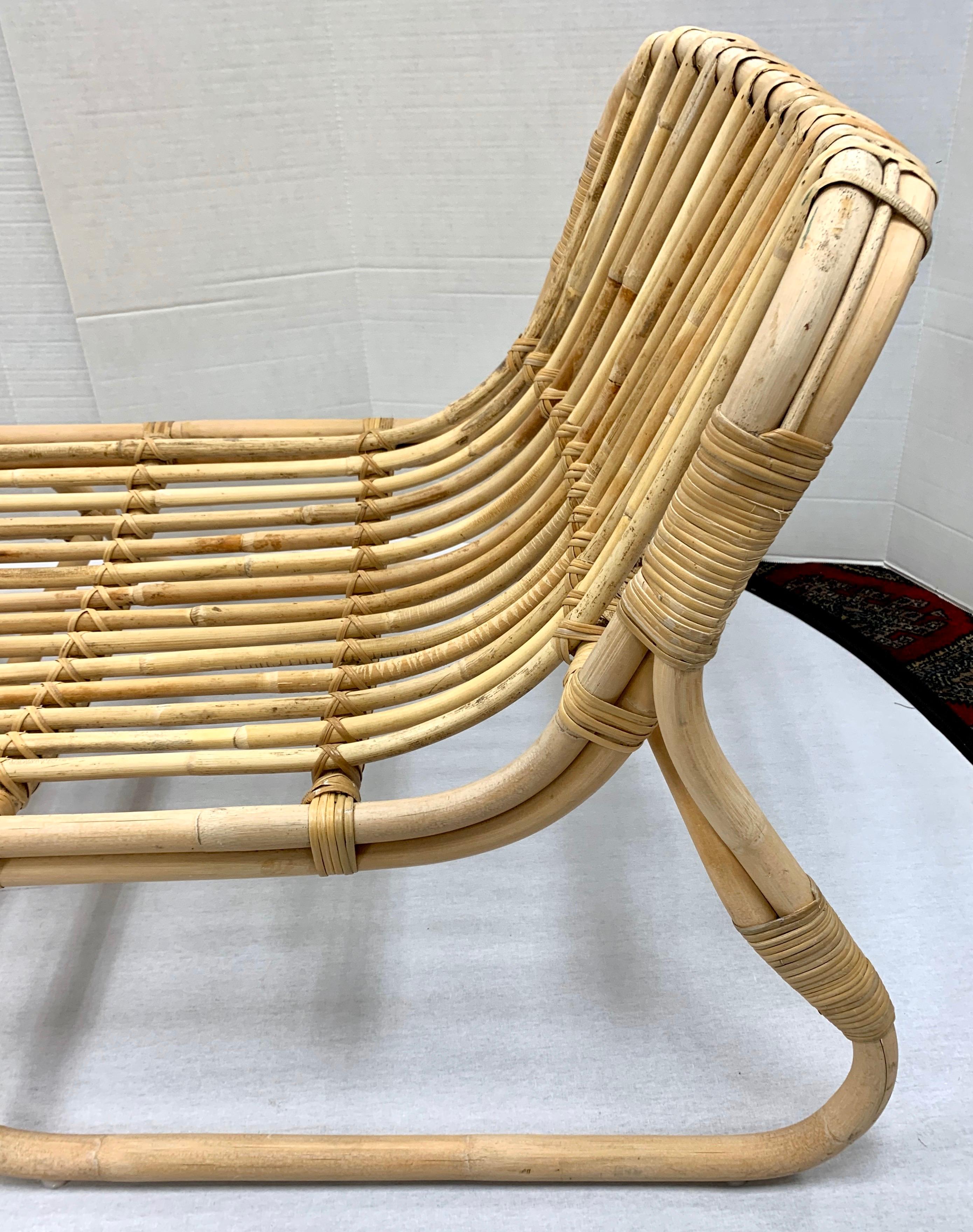 MidCentury Modern Organic Bamboo and Rattan Chaise Lounge Lounges at