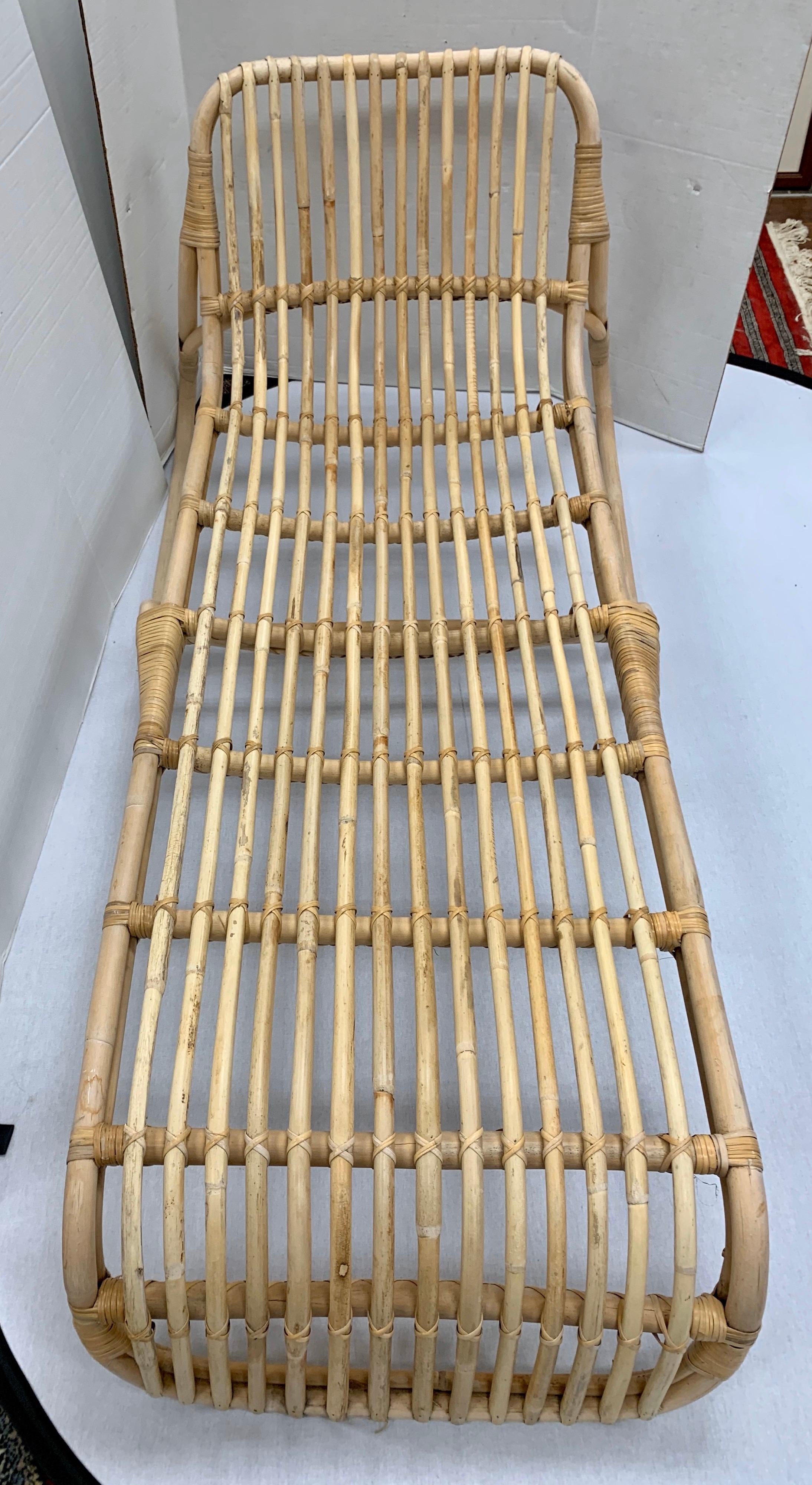 MidCentury Modern Organic Bamboo and Rattan Chaise Lounge Lounges at