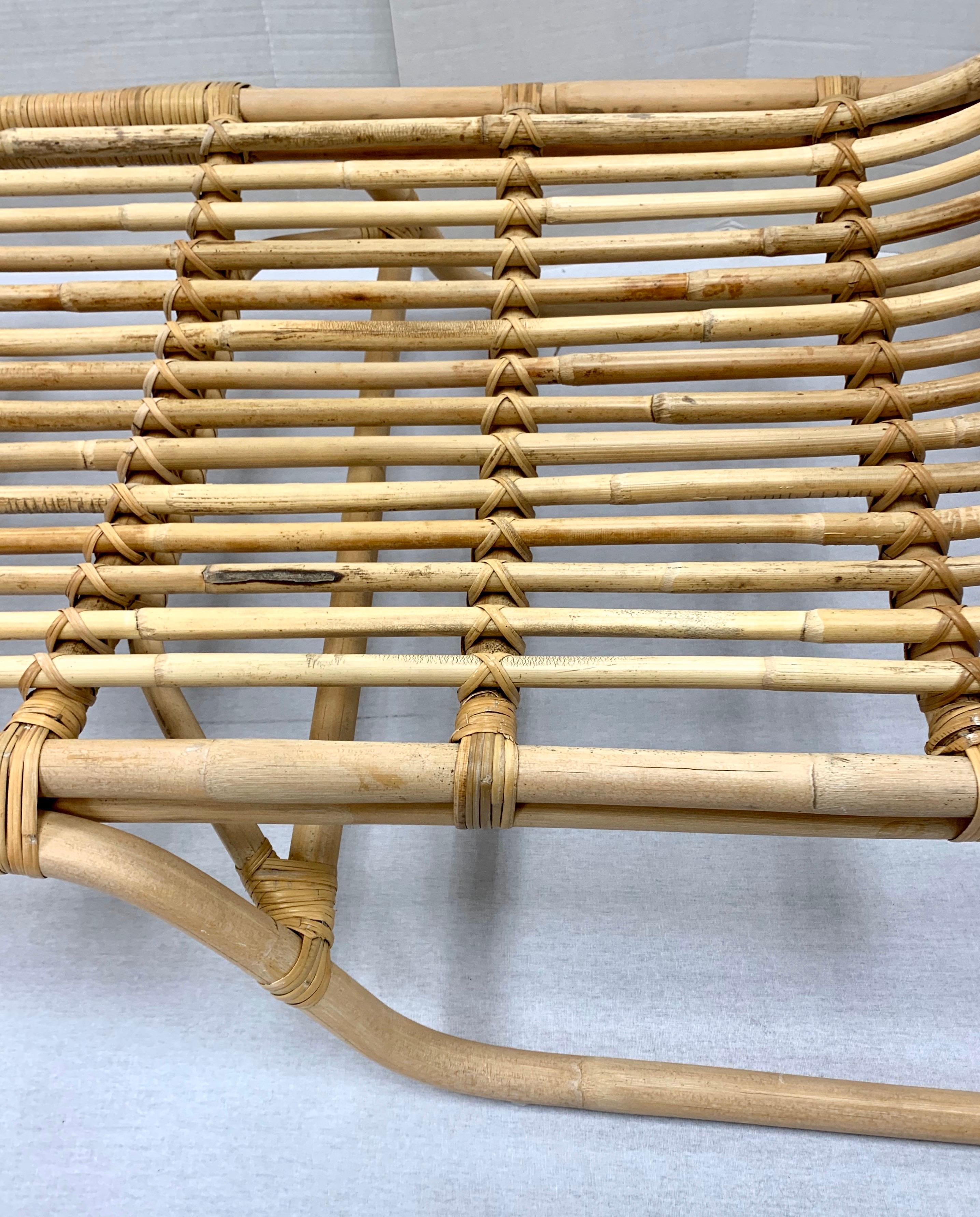 MidCentury Modern Organic Bamboo and Rattan Chaise Lounge Lounges at