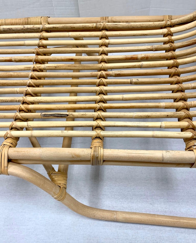 MidCentury Modern Organic Bamboo and Rattan Chaise Lounge Lounges at 1stDibs