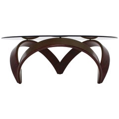 Mid-Century Modern Organic Beech Glass Vintage Coffee Table, 1970s