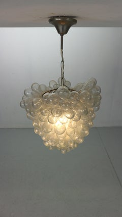 Mid-Century Modern Organic Clear Glass "Grape" Ceiling Light, Italy, 1930's