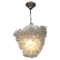 Vintage Mid-Century Modern Organic Clear Glass "Grape" Ceiling Light, Italy, 1930's