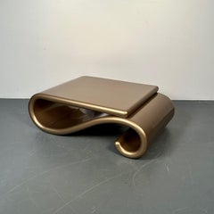 Mid-Century Modern Organic Coffee Cocktail Table Gold Metallic Fiberglass, 1980s