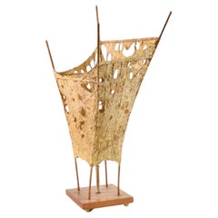 Mid-Century Modern Organisches Design Studio Craft Teakholz-Rahmen-Lampe mit Papierschirm, Mid-Century Modern