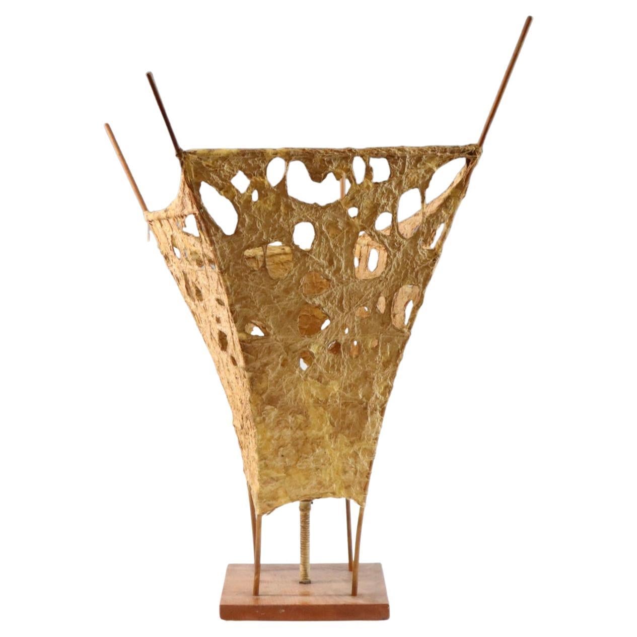 Woodwork Mid-Century Modern Organic Design Studio Craft Teak Frame Lamp Paper Shade For Sale
