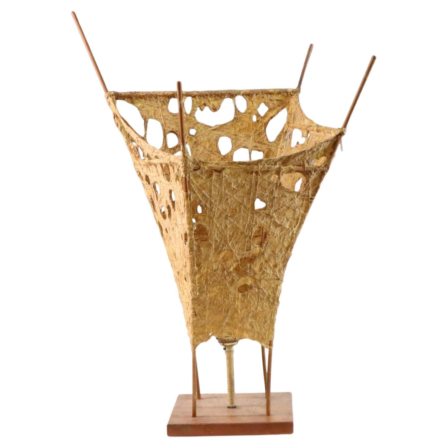 Mid-Century Modern Organic Design Studio Craft Teak Frame Lamp Paper Shade For Sale