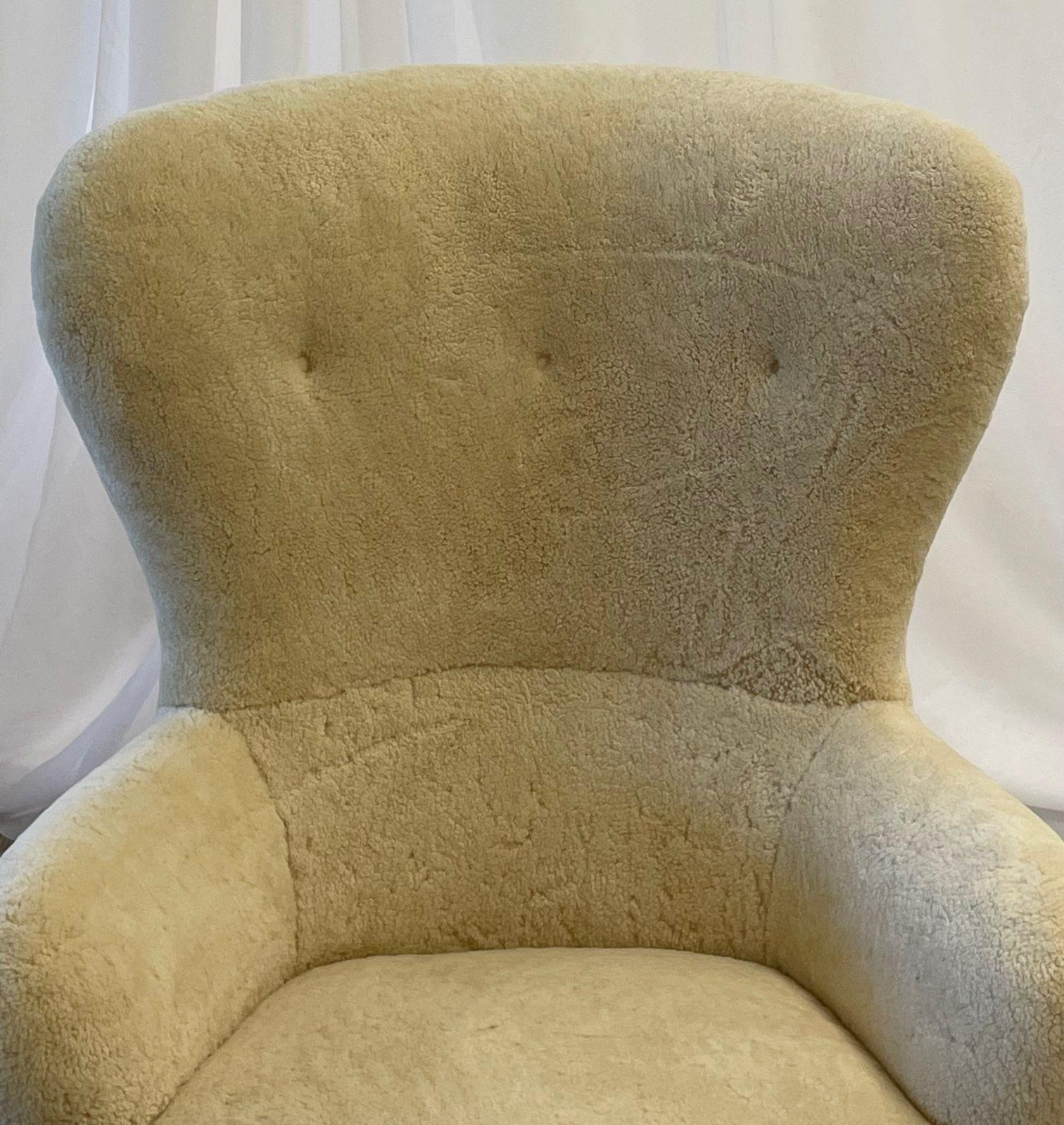 Mid-Century Modern High-Back Danish Lounge Chair, Otto Schultz, Sheepskin, 1950s In Good Condition In Stamford, CT