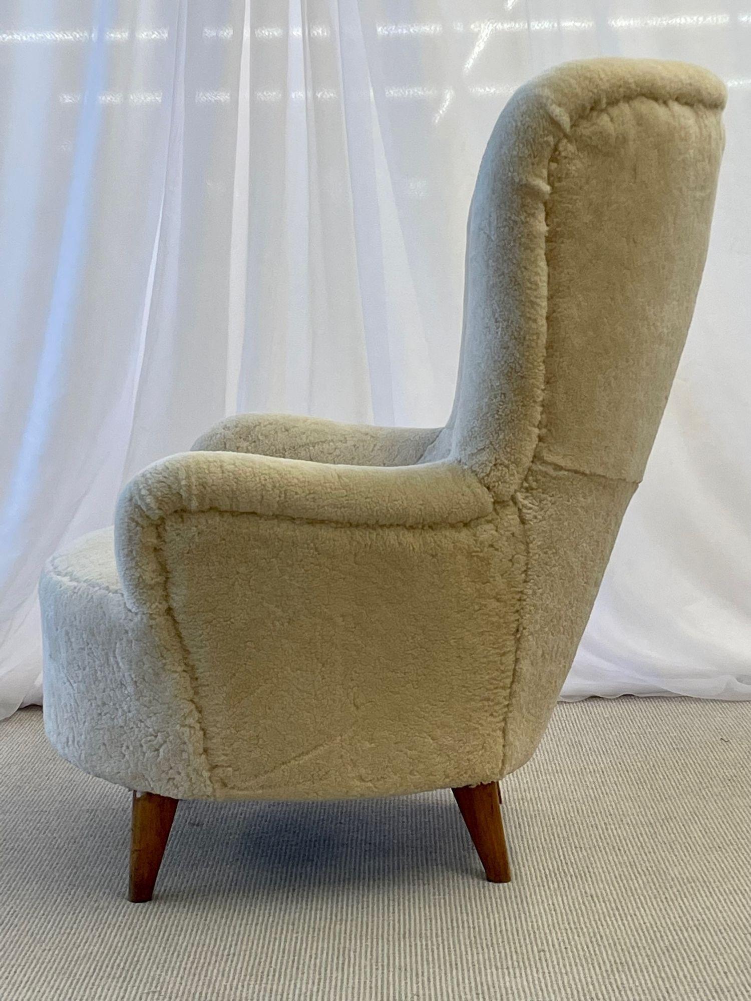 Mid-Century Modern High-Back Danish Lounge Chair, Otto Schultz, Sheepskin, 1950s 2