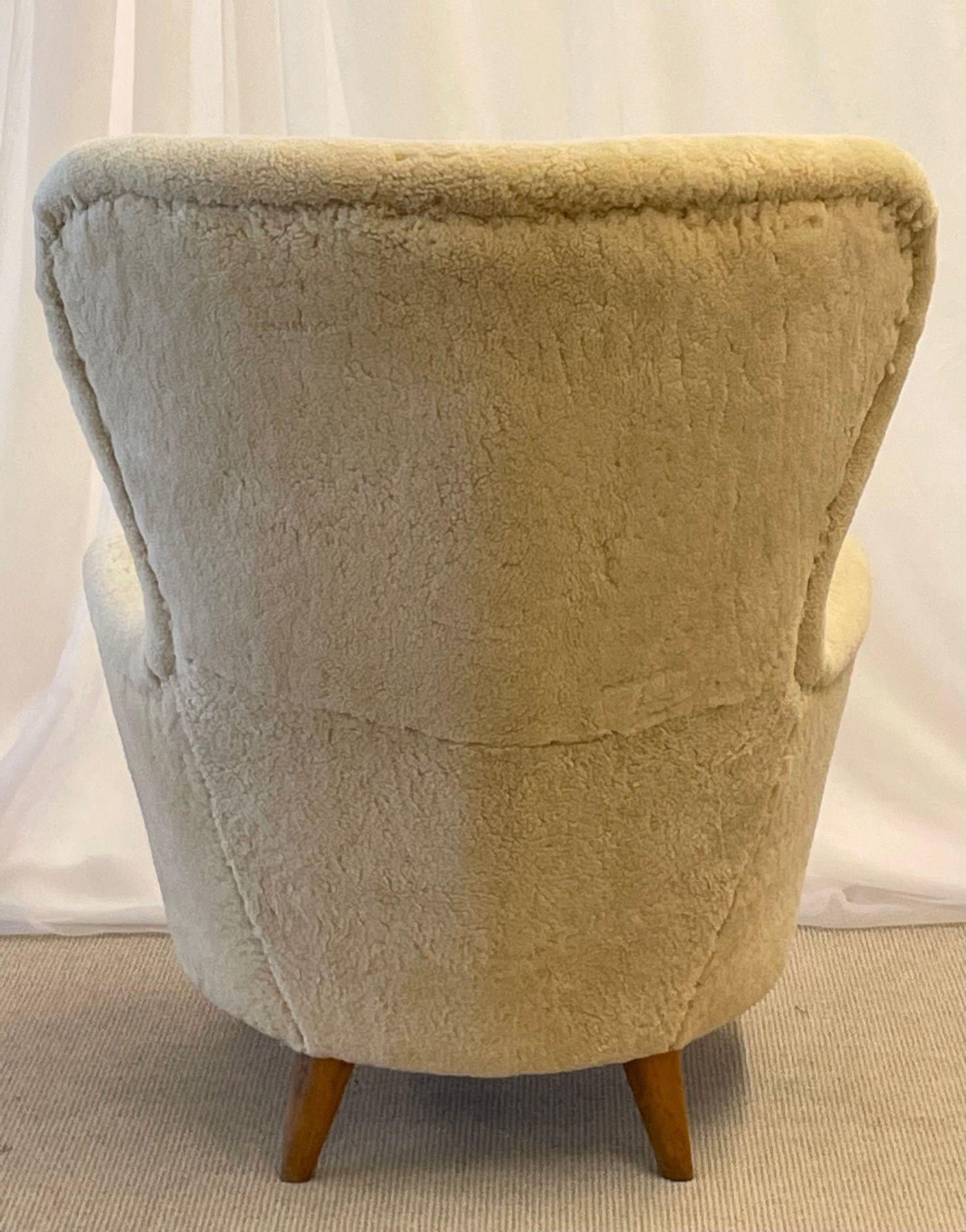 Mid-Century Modern High-Back Danish Lounge Chair, Otto Schultz, Sheepskin, 1950s 3